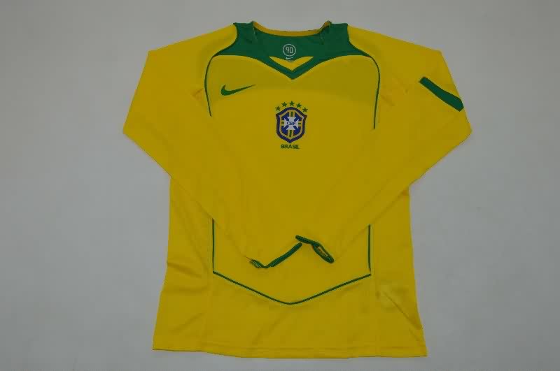 AAA Quality Brazil 2004 Home Retro Long Sleeve Soccer Jersey AAA Quality Brazil 2004 Home Retro Long Sleeve Soccer Jersey