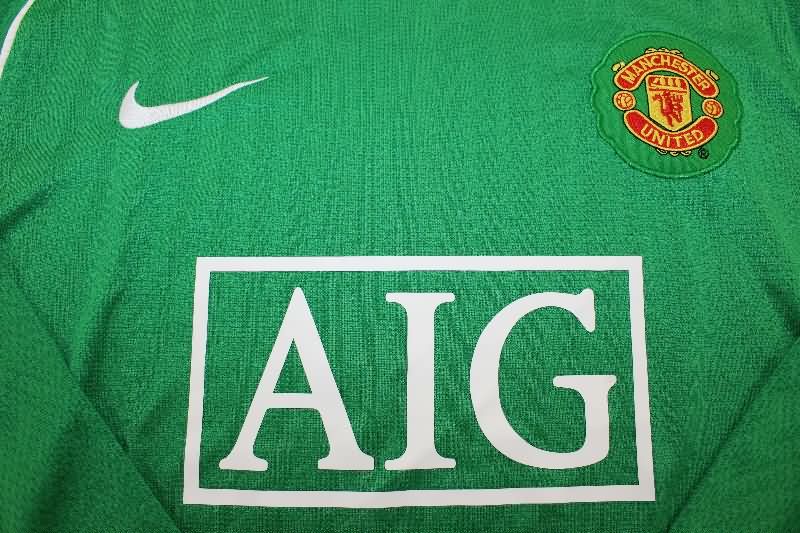 AAA Quality Manchester United 2007/08 Goalkeeper Green Long Retro Soccer Jersey