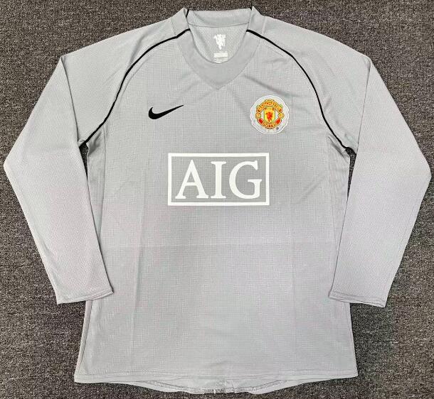 Manchester United Soccer Jersey Goalkeeper Grey LS Retro Replica 2007/08