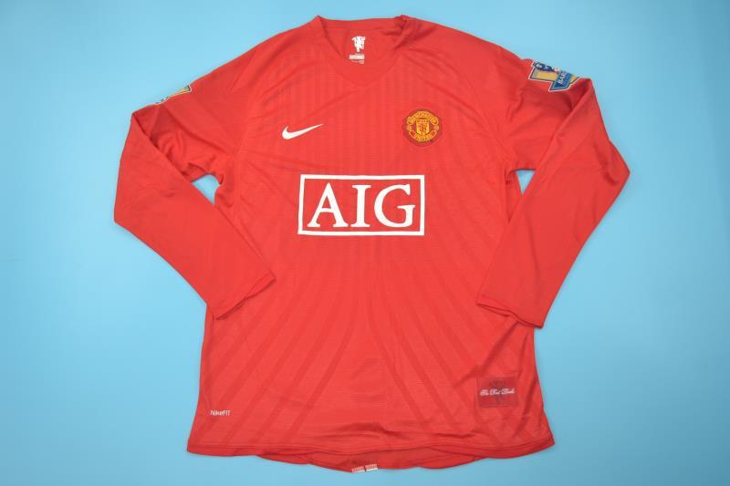 Manchester United Soccer Jersey Home L/S Retro Replica 2007/09