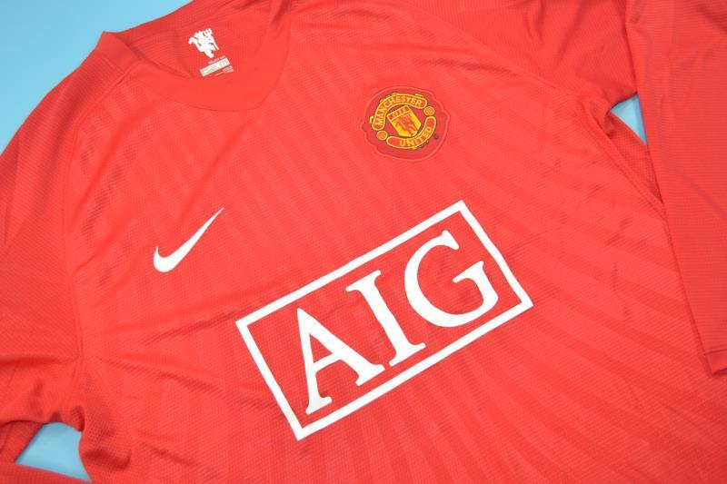 Manchester United Soccer Jersey Home L/S Retro Replica 2007/09