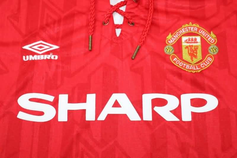 Manchester United Soccer Jersey Home Long Sleeve Retro Replica 1992/94
