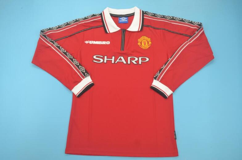 Manchester United Soccer Jersey Home L/S Retro Replica 1998/00