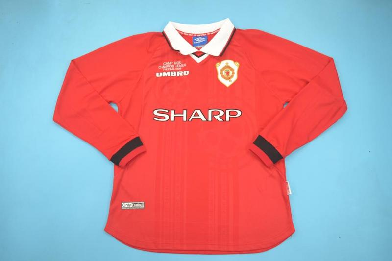 Manchester United Soccer Jersey UCL Home L/S Retro Replica 1998/99