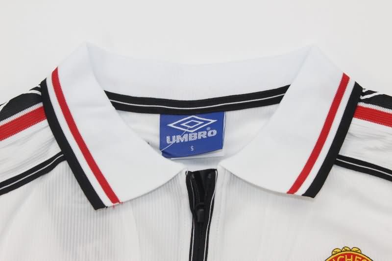 Manchester United Soccer Jersey White Long Sleeve Retro Replica 1998/99