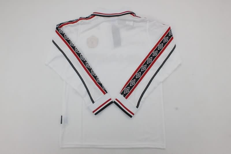 Manchester United Soccer Jersey White Long Sleeve Retro Replica 1998/99