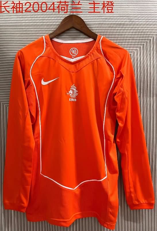 AAA Quality Netherlands 2004 Home Retro Long Sleeve Soccer Jersey