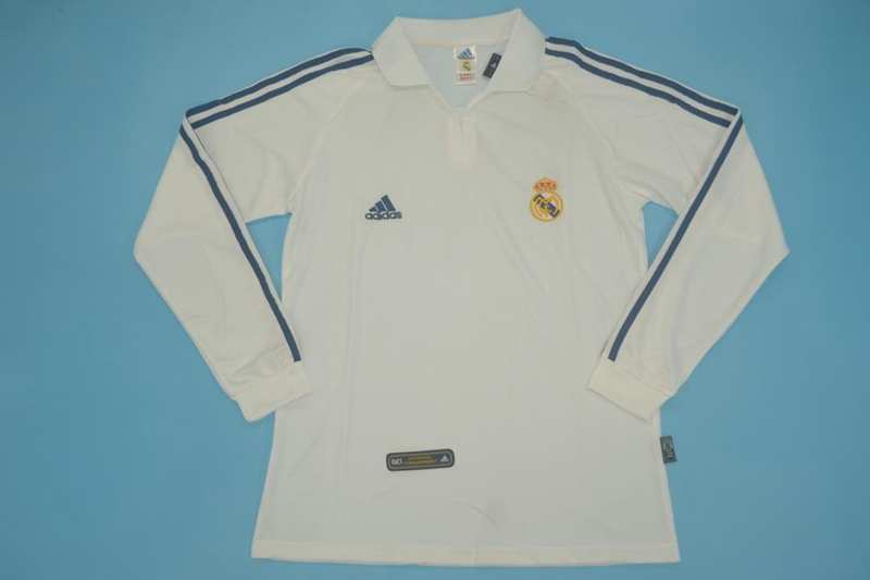 Real Madrid Soccer Jersey Home Long Retro Replica 2001/02