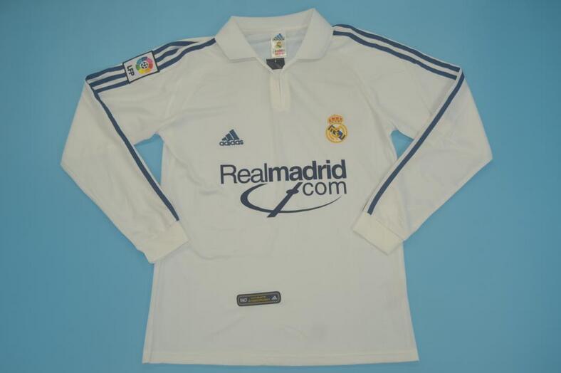 Real Madrid Soccer Jersey Home Long Jersey(Sponsor) Replica 2001/02