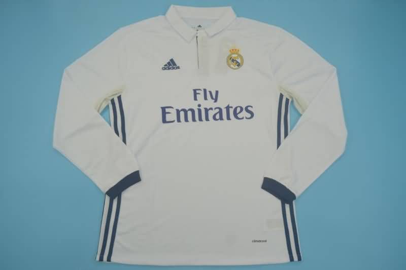 Real Madrid Soccer Jersey Home Long Sleeve Retro Replica 2016/17