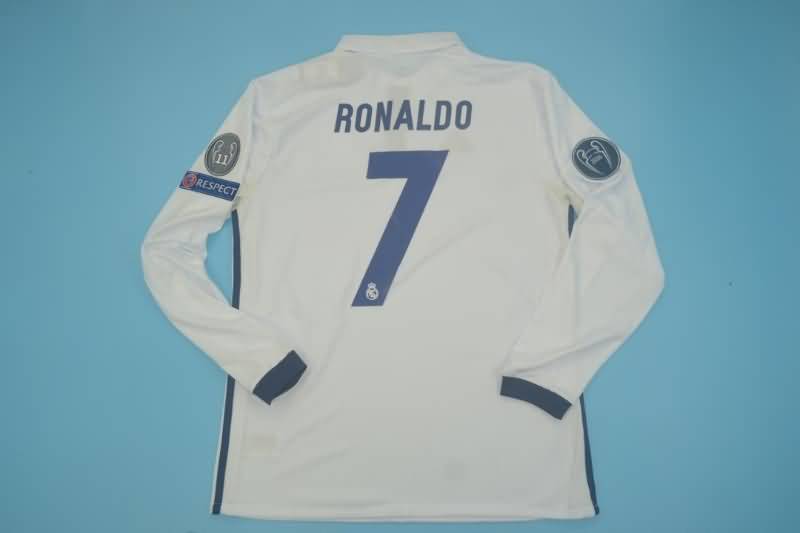 Real Madrid Soccer Jersey Home Long Sleeve Retro Replica 2016/17