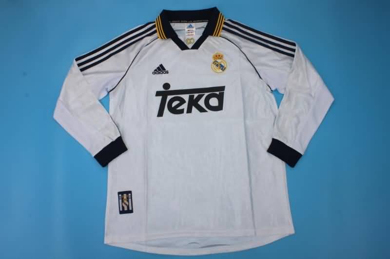 Real Madrid Soccer Jersey Home Long Slevee Retro Replica 1998/00