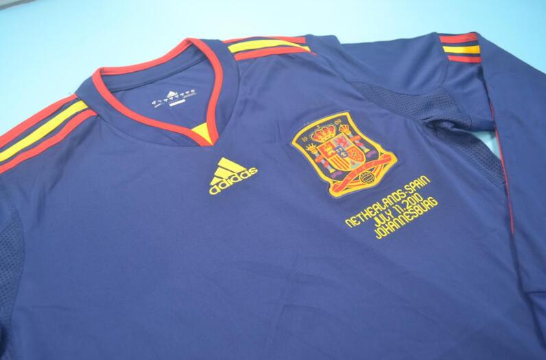 Spain Soccer Jersey Final Away Long Retro Replica 2010