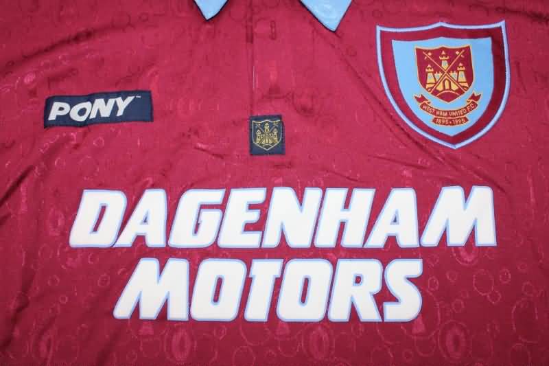 West Ham Soccer Jersey Home Long Sleeve Retro Replica 1995/97