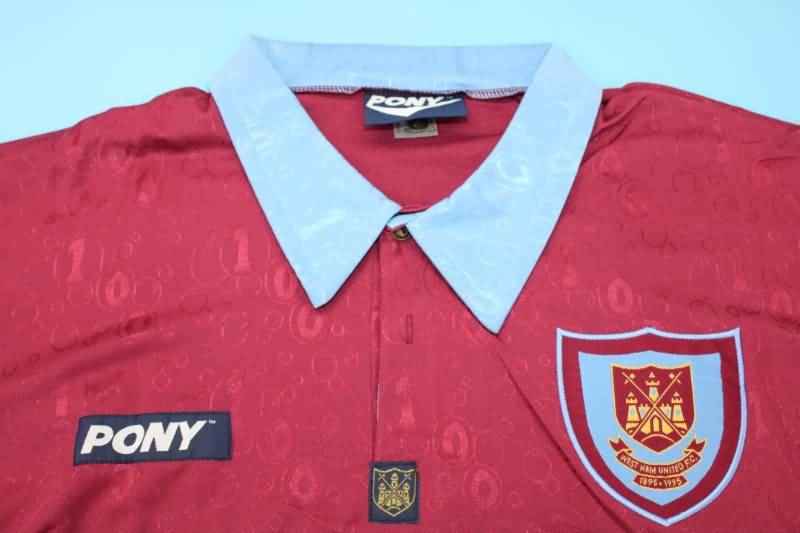 West Ham Soccer Jersey Home Long Sleeve Retro Replica 1995/97