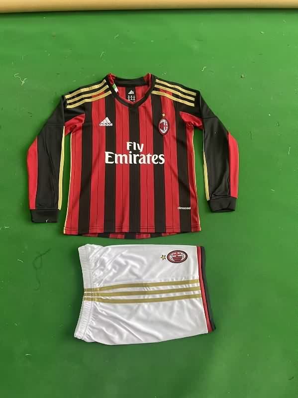 Kids AC Milan 2013/14 Home Long Sleeve Soccer Jersey And Shorts