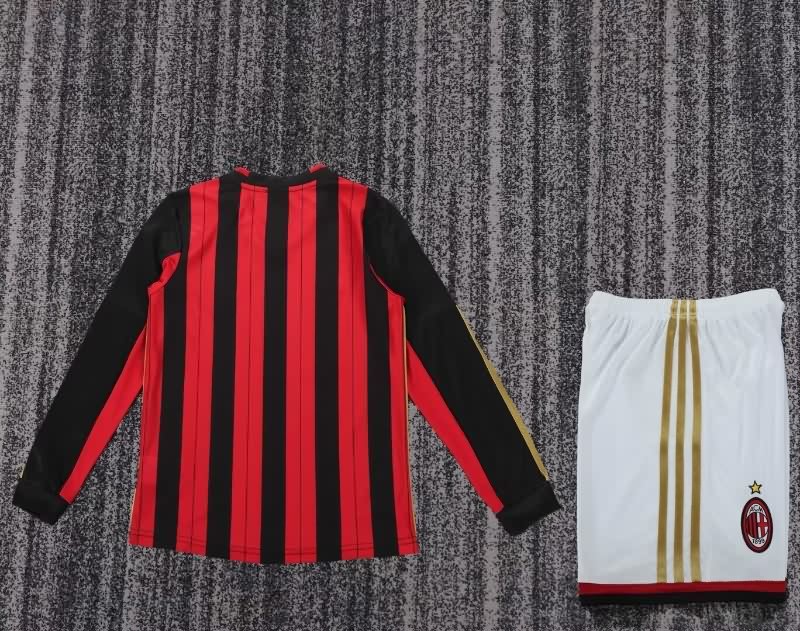 Kids AC Milan 2013/14 Home Long Sleeve Soccer Jersey And Shorts