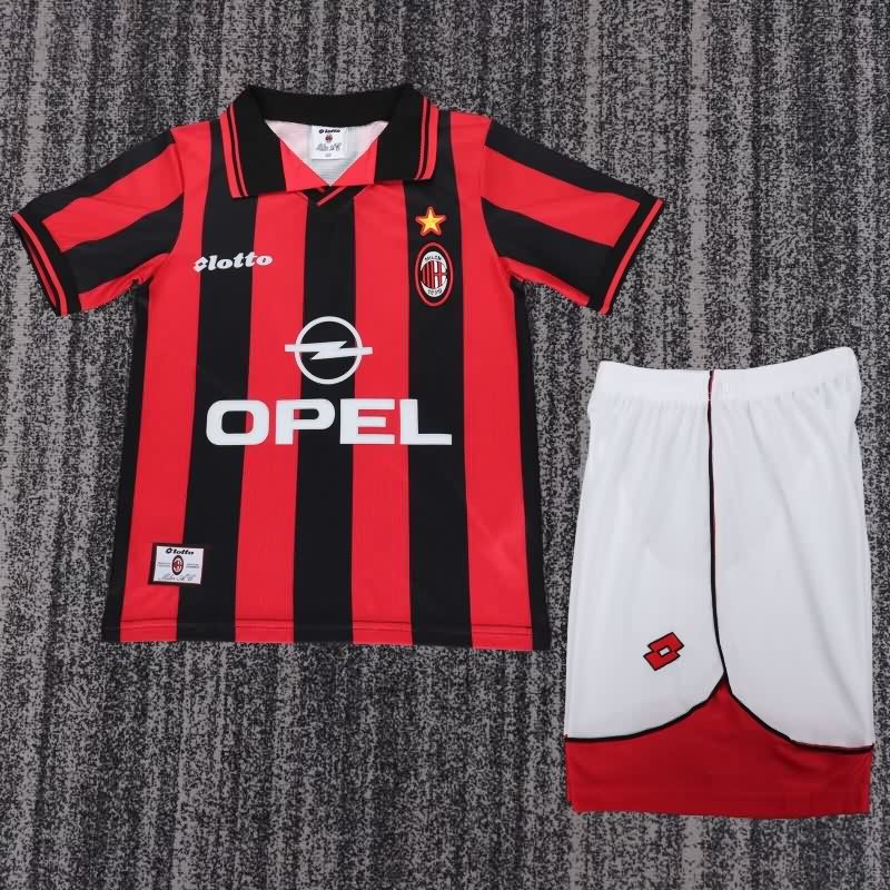 Kids AC Milan 1997/98 Home Soccer Jersey And Shorts