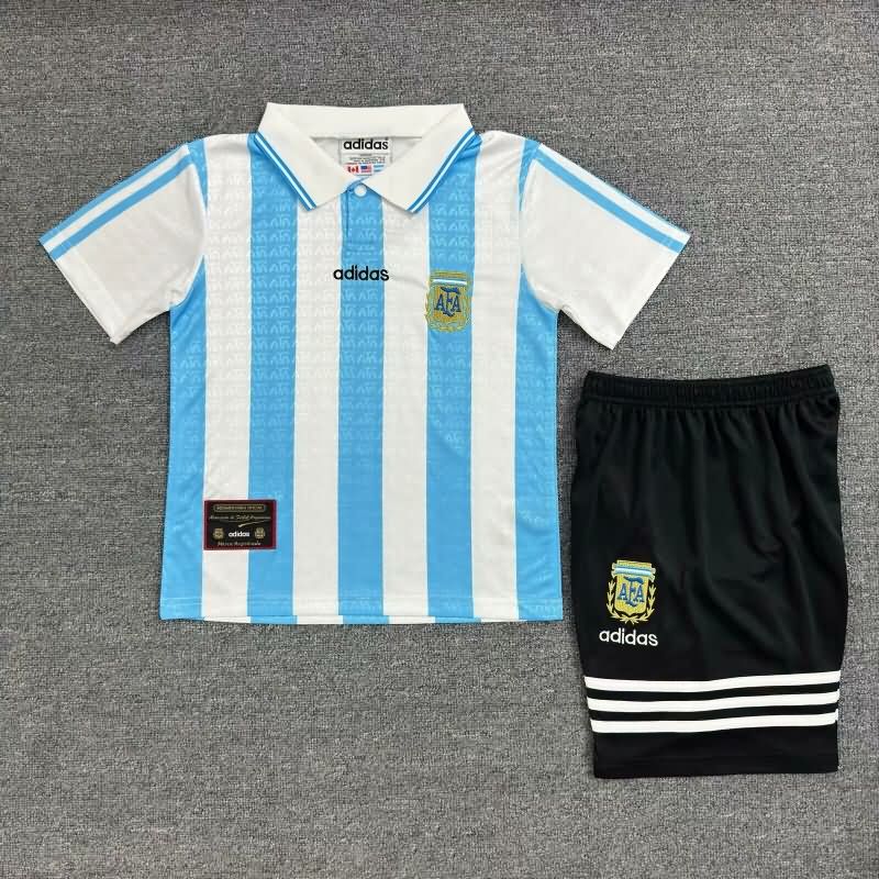 Kids Argentina 1996/97 Home Soccer Jersey And Shorts
