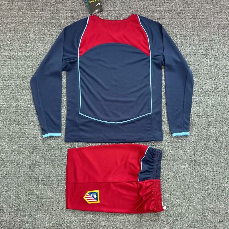 Kids Atletico Madrid 2004/05 Away Long Sleeve Soccer Jersey And Shorts