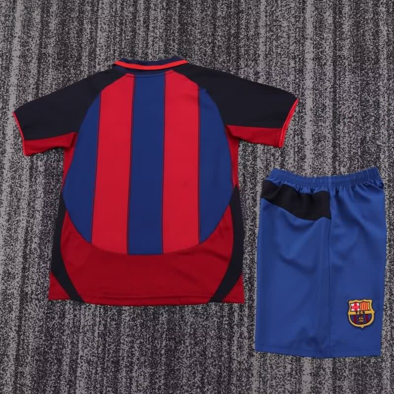 Kids Barcelona 2003/04 Home Soccer Jersey And Shorts