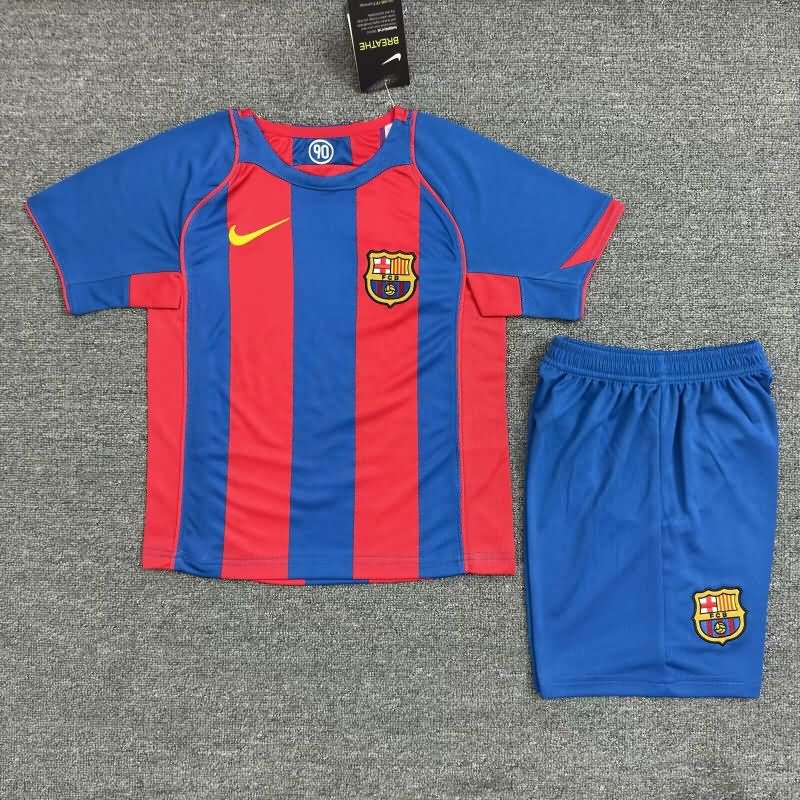 Kids Barcelona 2004/05 Home Soccer Jersey And Shorts