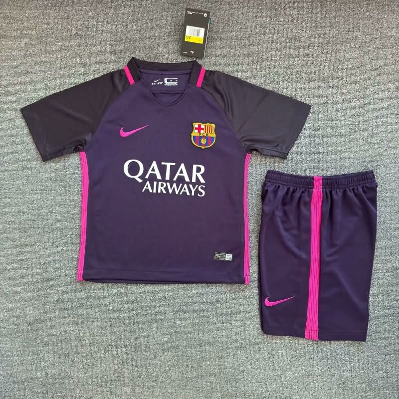 Kids Barcelona 2016/17 Away Soccer Jersey And Shorts