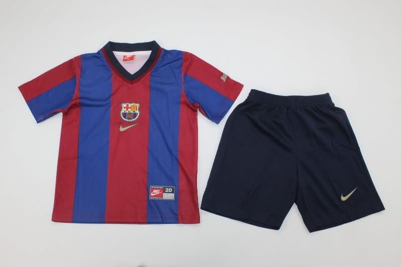 Kids Barcelona 1998/99 Home Soccer Jersey And Shorts