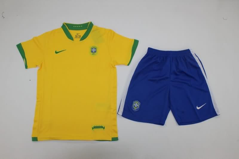 Kids Brazil 2006 Home Soccer Jersey And Shorts