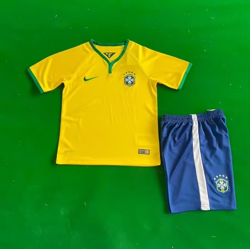 Kids Brazil 2014 Home Soccer Jersey And Shorts