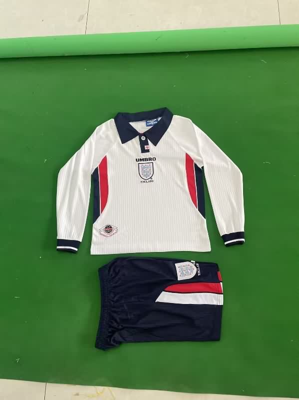 Kids England 1998 Home Long Sleeve Soccer Jersey And Shorts