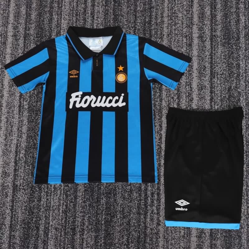 Kids Inter Milan 1992/94 Home Soccer Jersey And Shorts Kids Inter Milan 1992/94 Home Soccer Jersey And Shorts