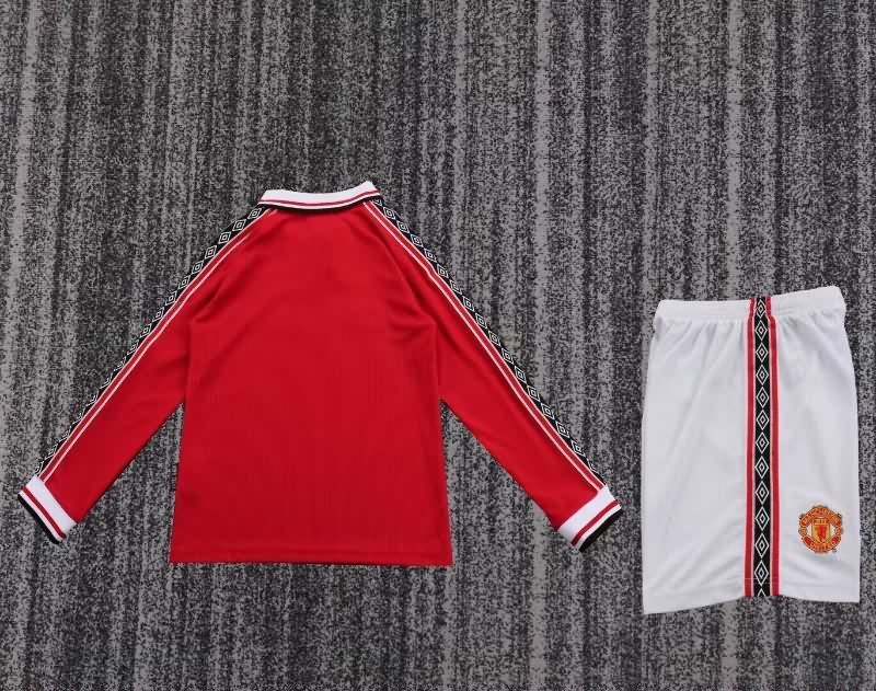 Kids Manchester United 1998/00 Home Long Sleeve Soccer Jersey And Shorts