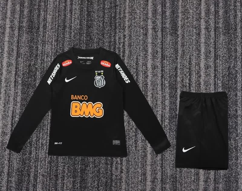 Kids Santos 2012/13 Black Long Sleeve Soccer Jersey And Shorts
