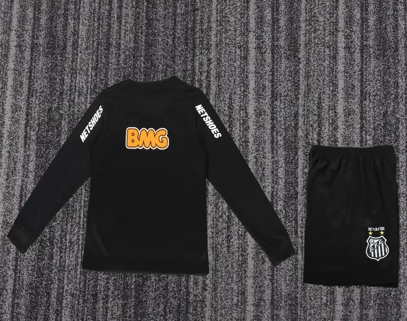 Kids Santos 2012/13 Black Long Sleeve Soccer Jersey And Shorts