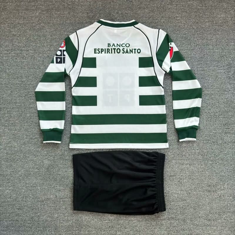 Kids Sporting Lisbon 2001/03 Home Long Sleeve Soccer Jersey And Shorts