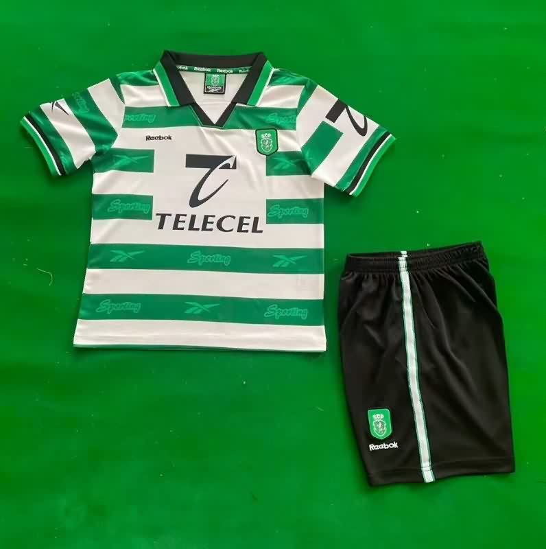 Kids Sporting Lisbon 1999/00 Home Soccer Jersey And Shorts Kids Sporting Lisbon 1999/00 Home Soccer Jersey And Shorts